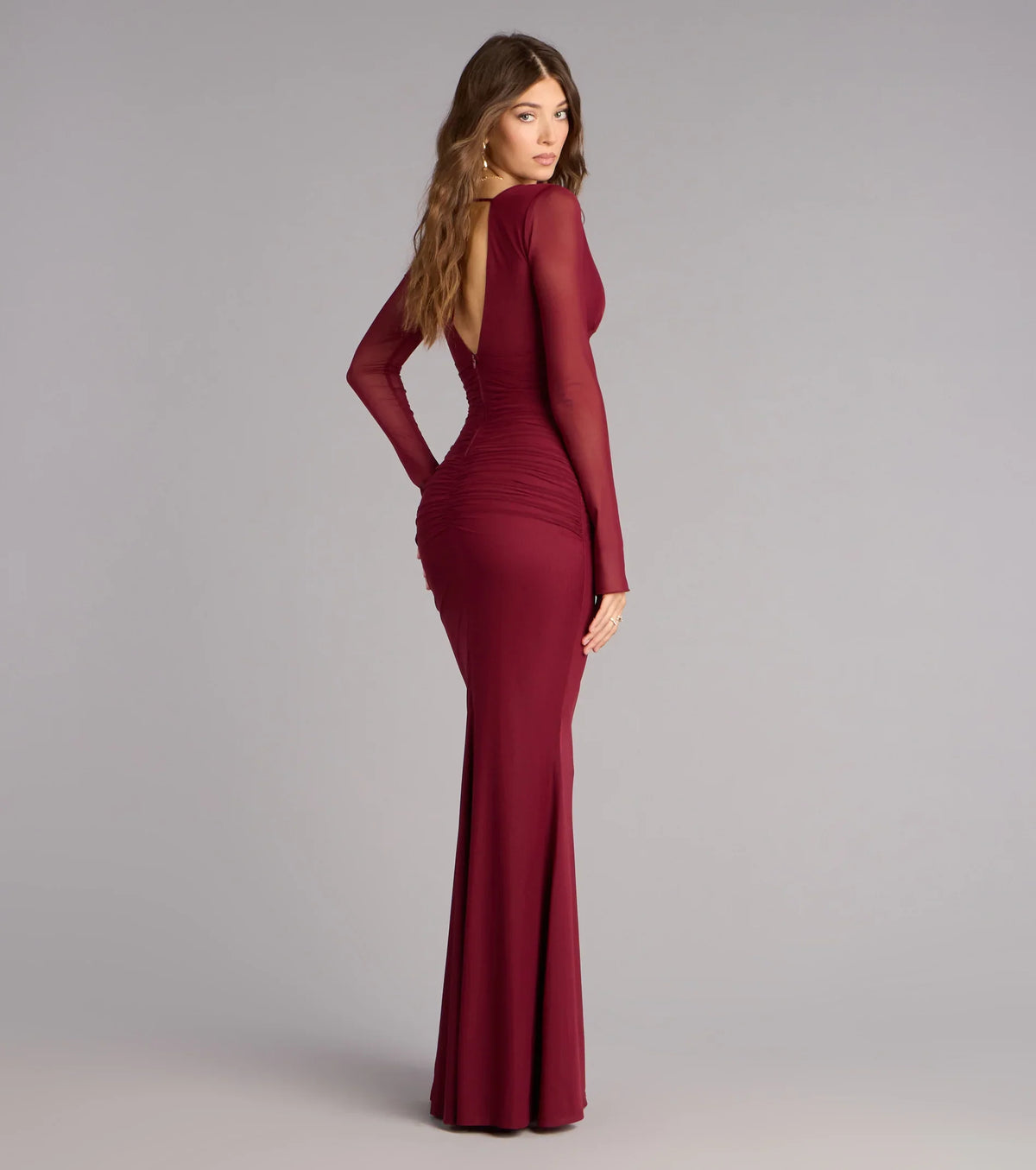 Eileen Mesh Long Sleeve Mermaid Formal Dress