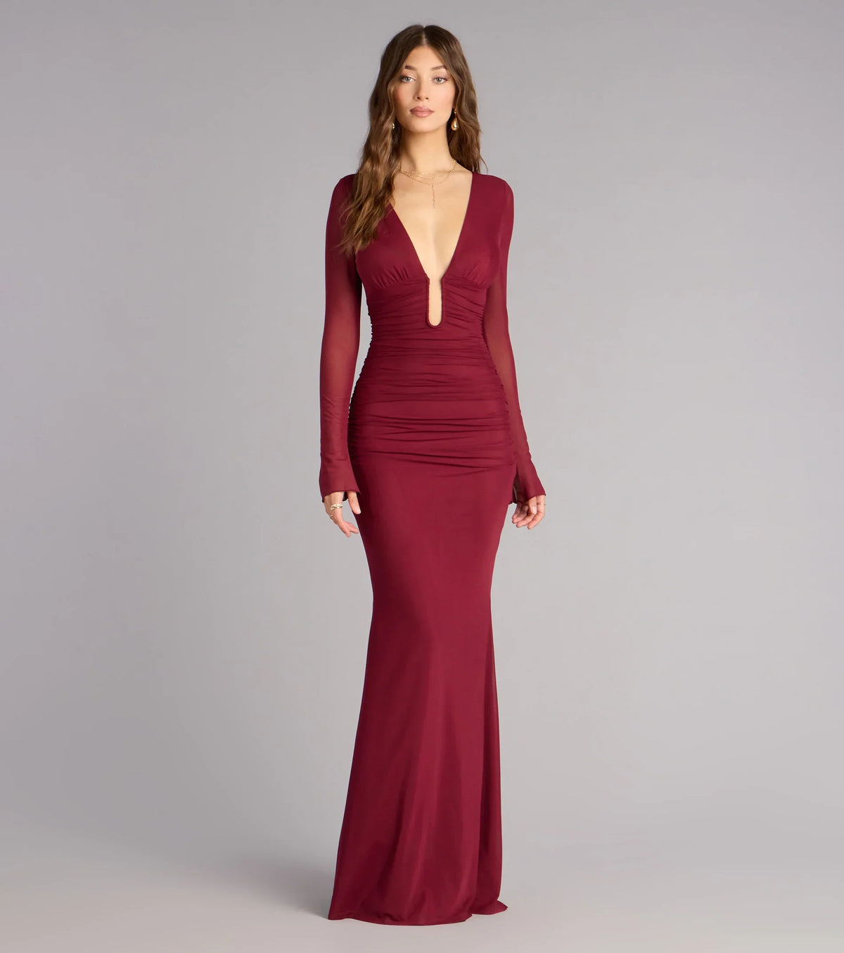 Eileen Mesh Long Sleeve Mermaid Formal Dress
