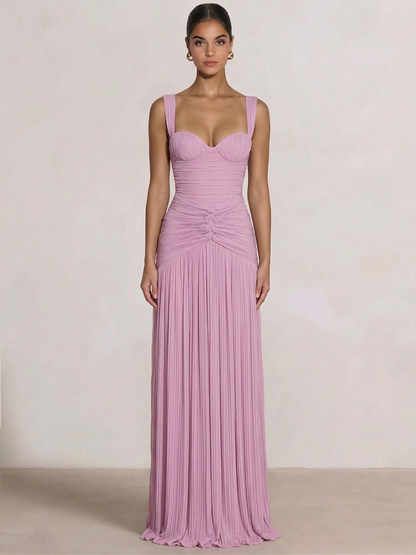 A Line/Princesses Prom Dresses Ruched Chiffon Spaghetti Straps Floor-Length Formal Dress Wedding Guest Ruched