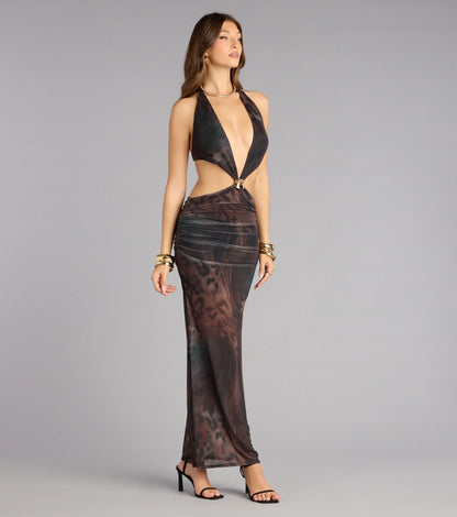 Edge of Allure Halter Maxi Dress
