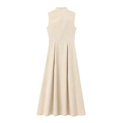 Drawstring sleeveless zip-up solid ruched mini dress