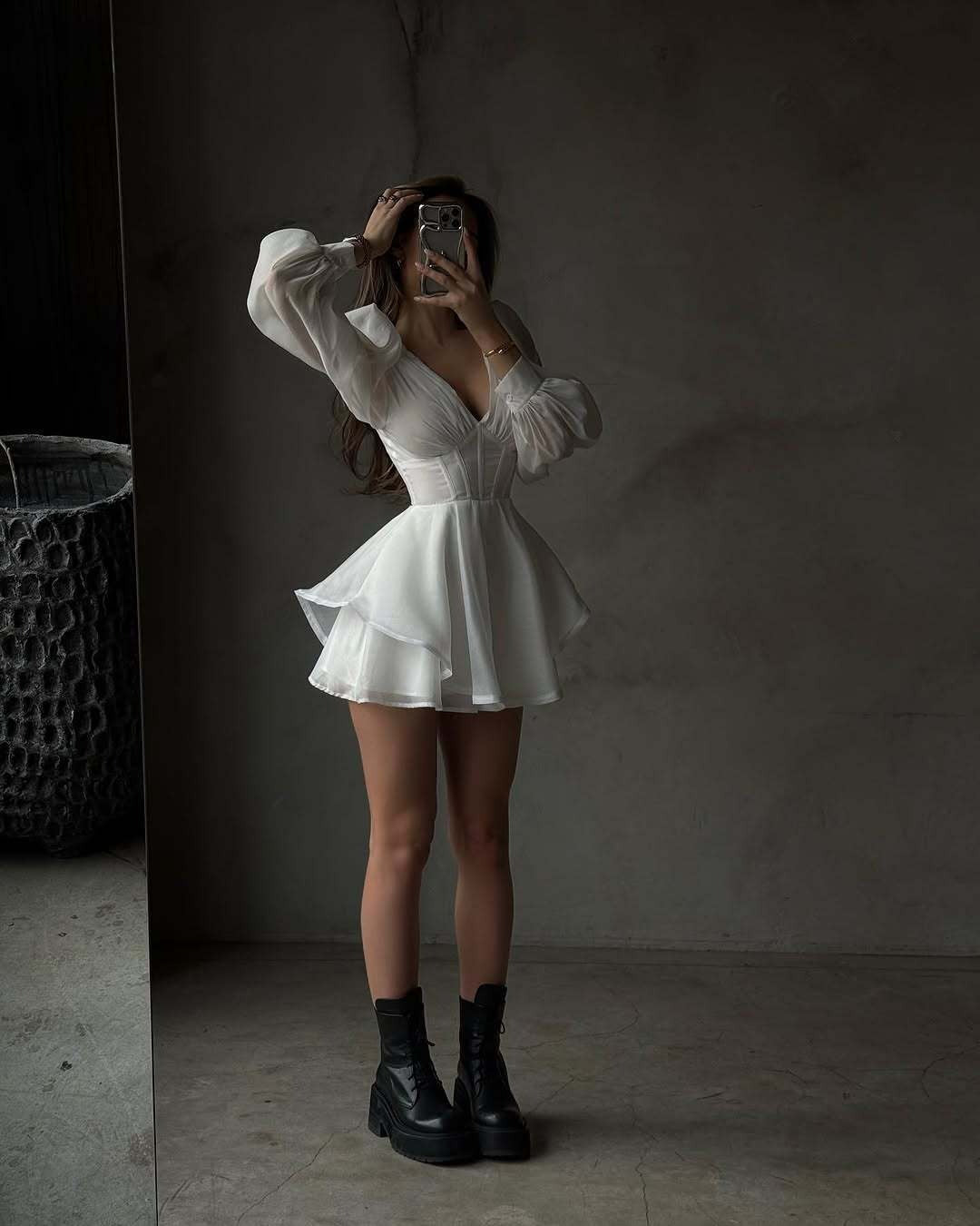 Draped V-Neck Short Dress