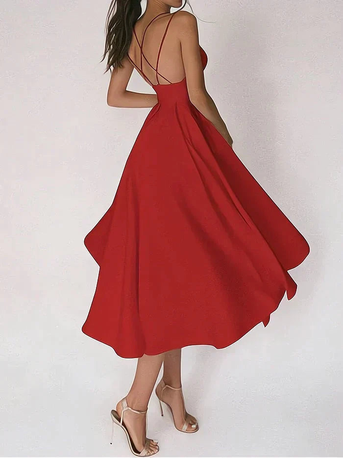 Dora Minimalist V Neck Dress Premium Wardrobe Essential