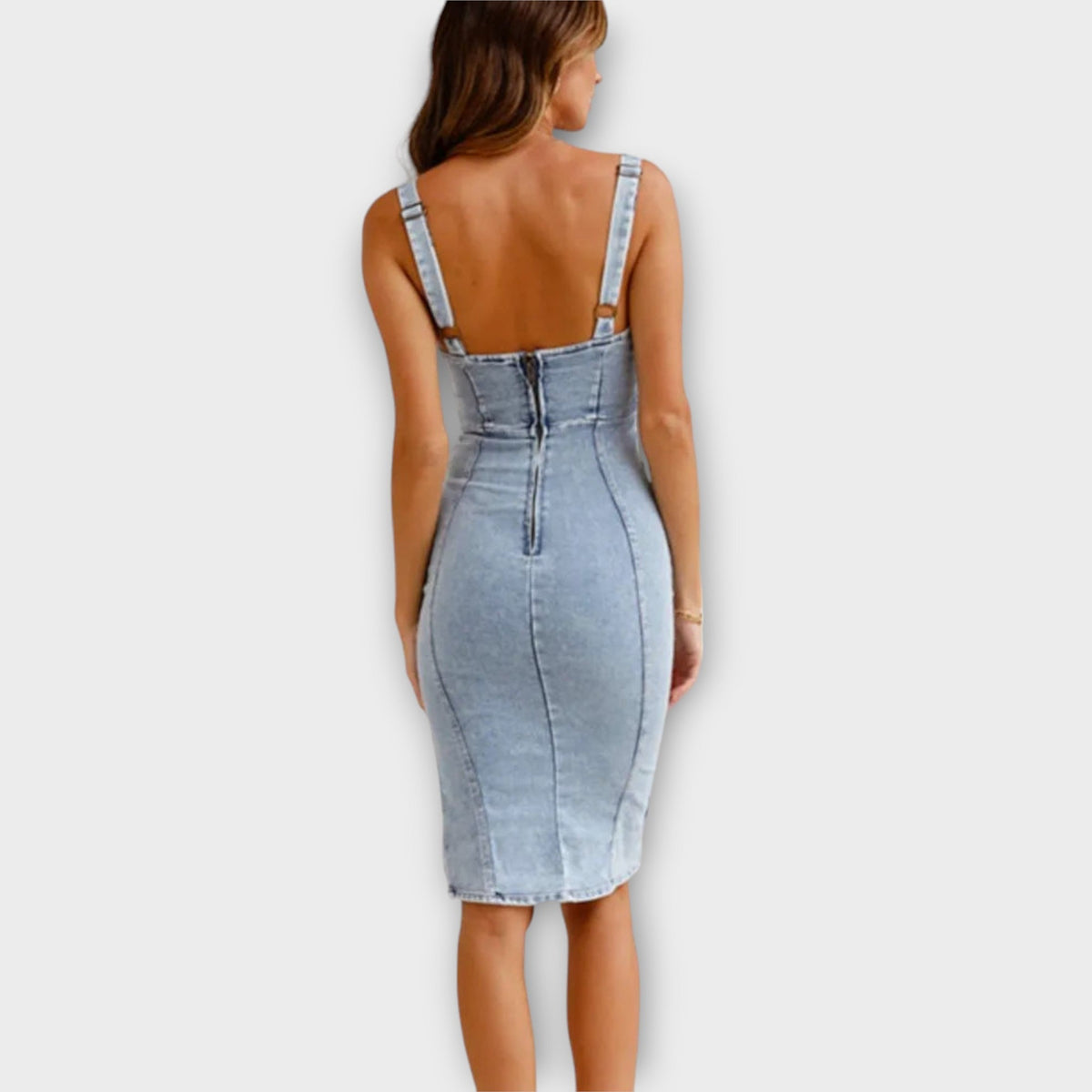 Dolores Effortless Denim Dress with Adjustable Straps Chic Silhouette Collection