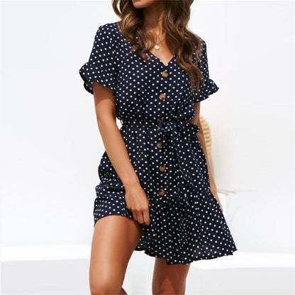 Dominga Short Sleeve Dress with Polka Dot for Women Relaxed Modern Fit