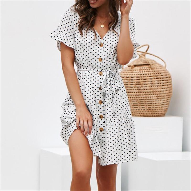 Dominga Short Sleeve Dress with Polka Dot for Women Relaxed Modern Fit