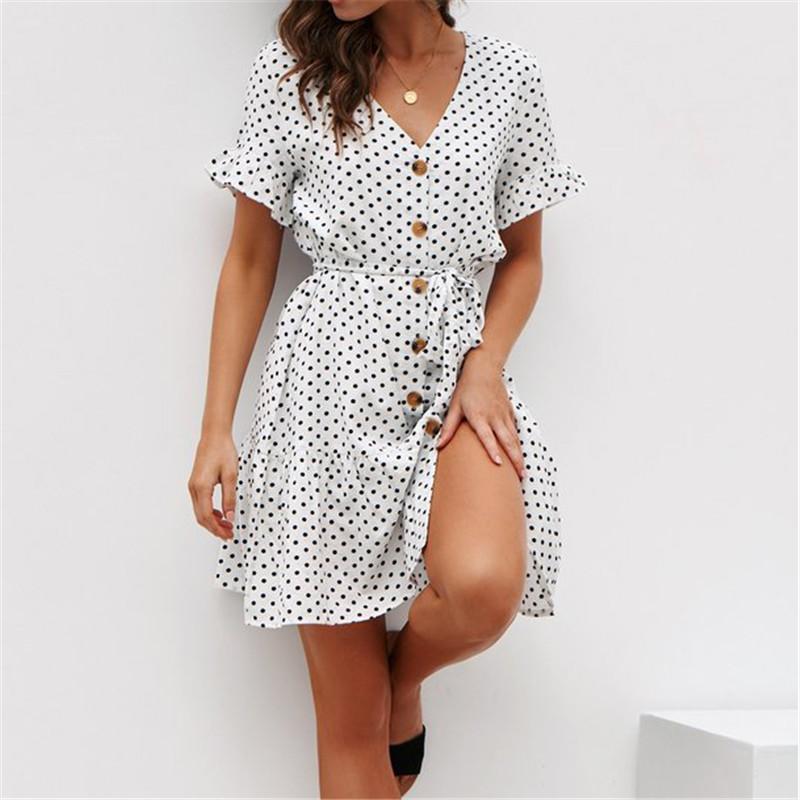 Dominga Short Sleeve Dress with Polka Dot for Women Relaxed Modern Fit