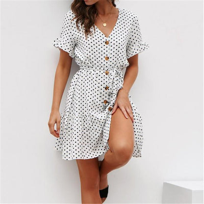 Dominga Short Sleeve Dress with Polka Dot for Women Relaxed Modern Fit